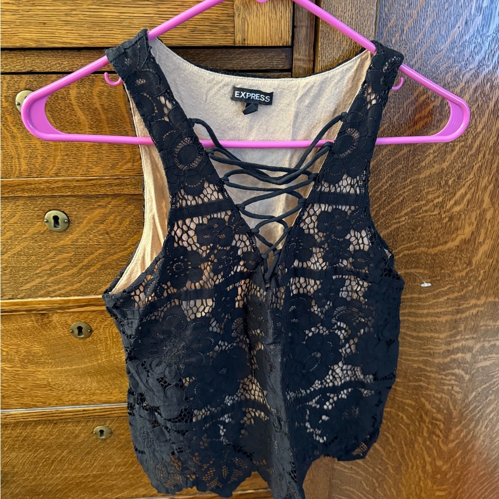 Express Size S Lace Black Top